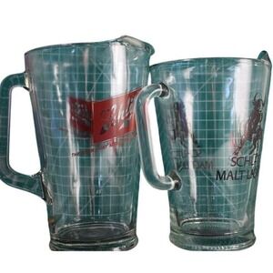 2 Beer Pitchers Schlitz Malt Liquor Black Bull & Classic Red Logo